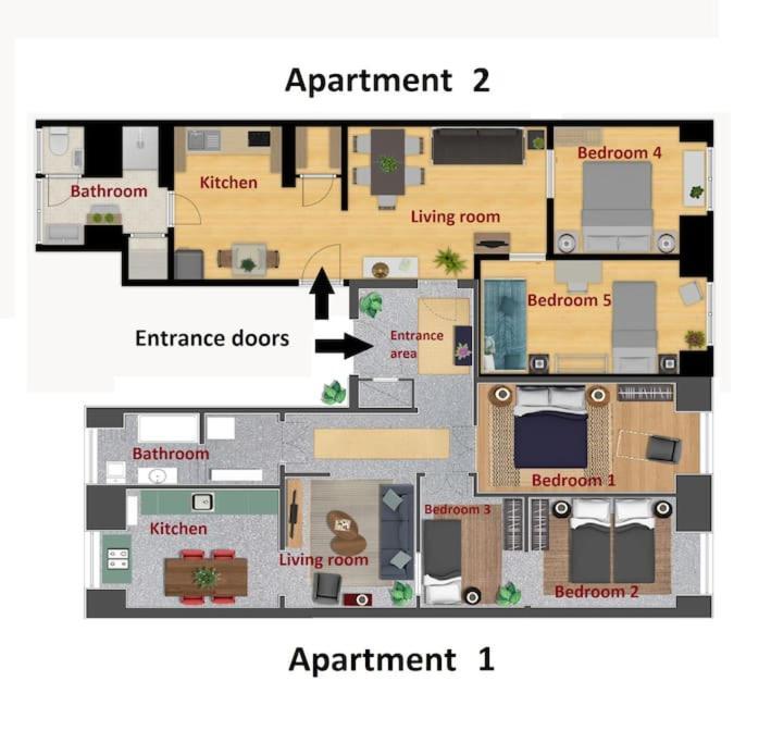 Sj1d+e Heart Of Baixa New A/c Spacious 2 Apts 5br2ba *